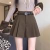 Women's Khaki Wool Pleated Shorts, High Waist, A-line, Loose Fit, Autumn/Winter 2025 Collection