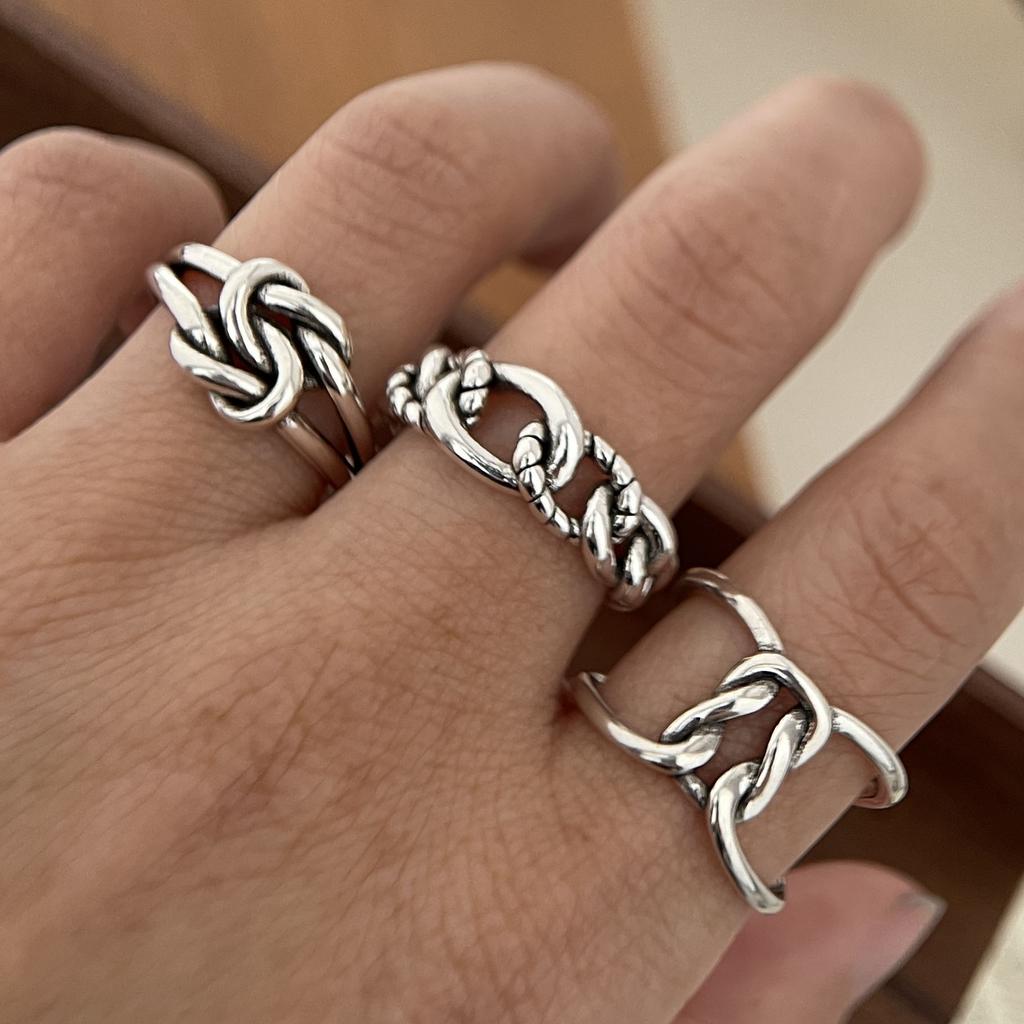 925 Sterling Silver Rings for Women Couple Minimalist Handmade Simple Retro Chain Ring Party Jewelry Gift Prevent Allergy