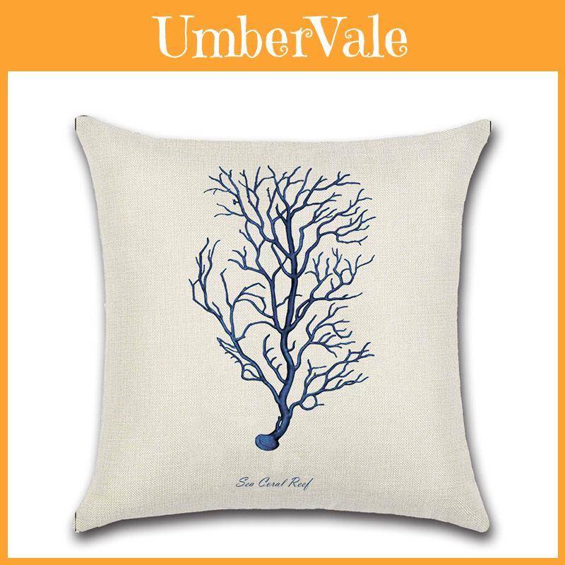 Classic And Versatile Marine Organism Patterns Cushion Cover For Sofa And Bed