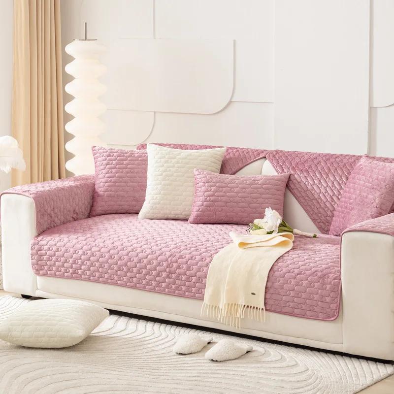 Husă de canapea din catifea olandeză Grosește pernă de canapea anti-alunecare pentru sufragerie Husă universală moale de toamnă iarnă Cotiera spătar prosop