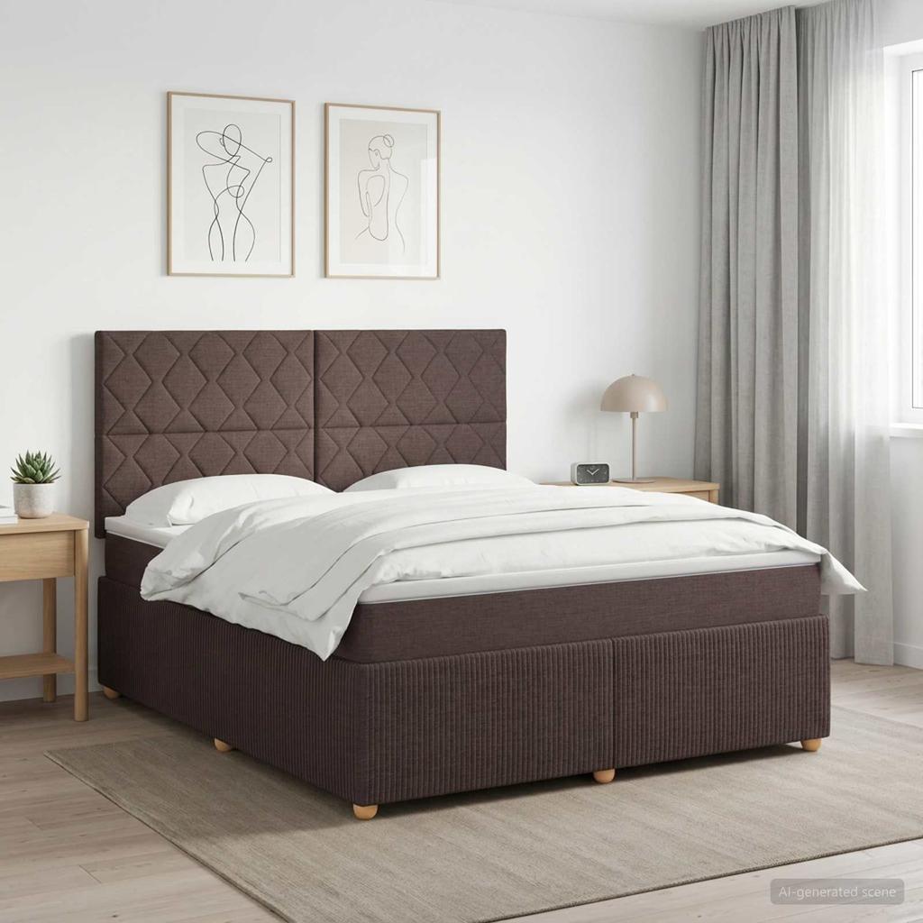 Box Spring Bed with Mattress Dark Brown 180 x 200 cm Fabric