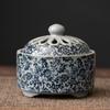 Chinese Retro Blue and White Ceramic Incense Burner Ornament