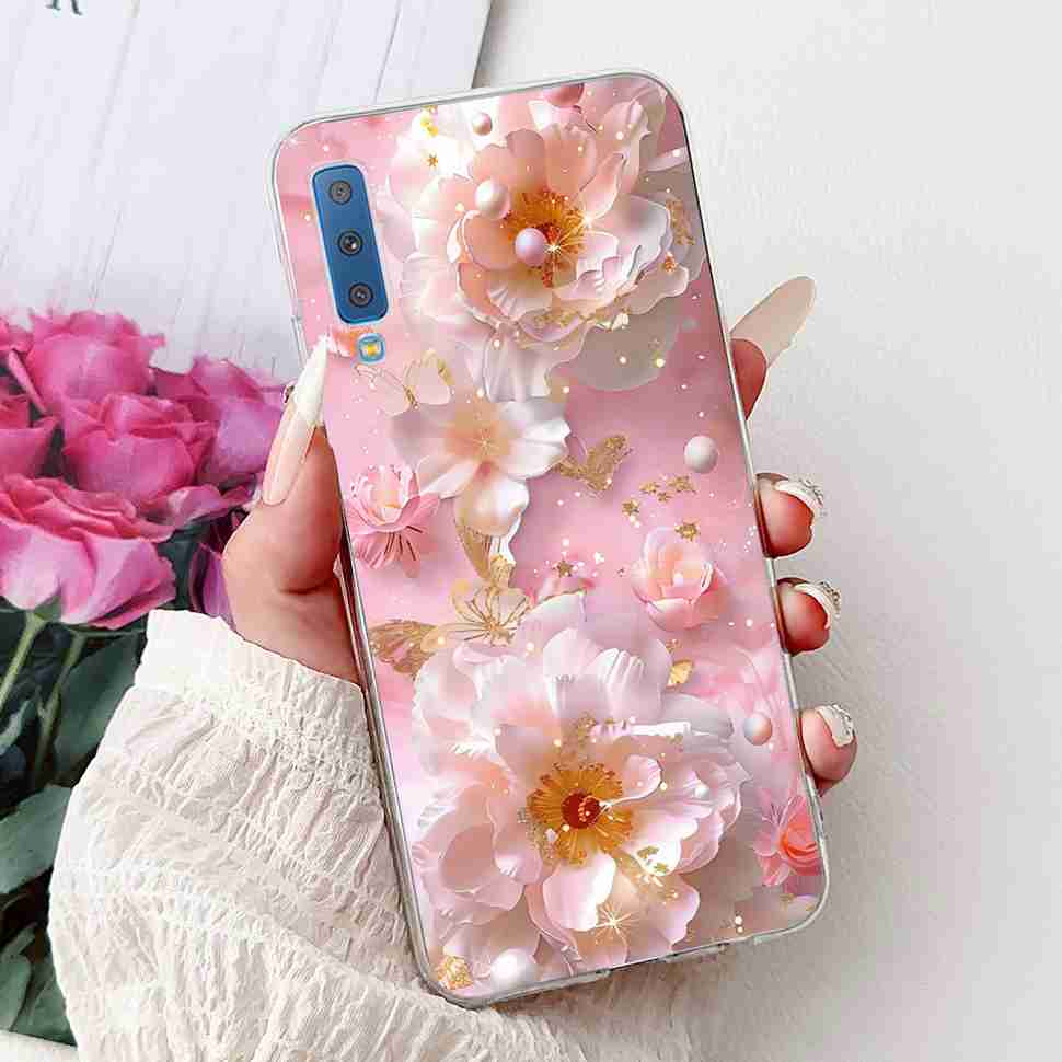 For Samsung Galaxy A7 2018 Case SM-A750F Fashion Colorful Butterfly Soft Silicone Cover For Samsung a7 A7 2018 6.0" Cases Bumper