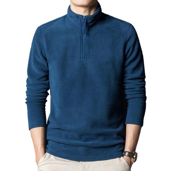 Men Tops Stand-up Collar Half Zipper Long Sleeve Polar Fleece Sweatshirt Soft Warm Breathable Sport Tops 4XL синий