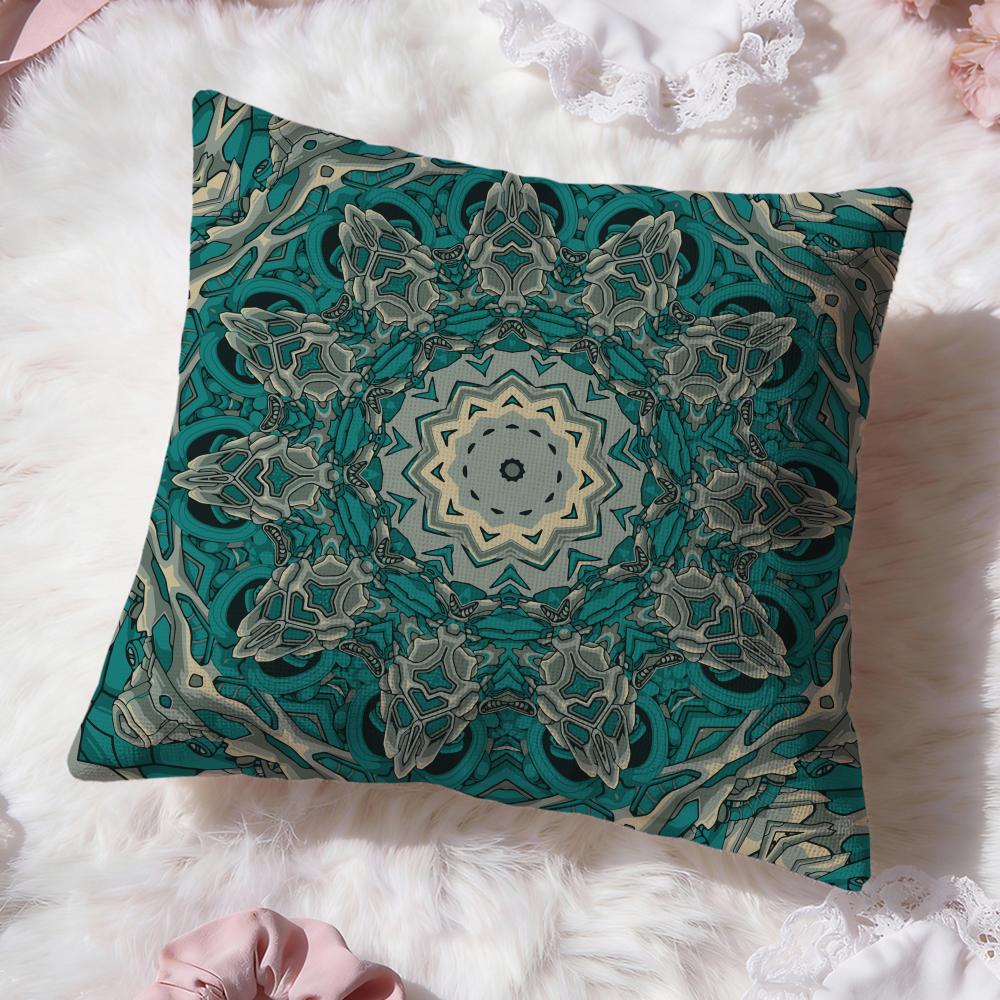 Boho Mandala Floral Pattern Cushion Cover Premium Comfort Reversible Pillow Cove -Two In One Design for Any Room & Car Interior