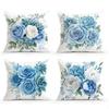 blue and white roses Cushions Pillowcase Polyester Cushion Cover Throw Pillow Pillowcover Home Car Sofa Decor