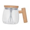 Electric Mixing Mug Glass Self Stirring Cup with Lid for Coffee Tea Travel Automatic Mixing Cup