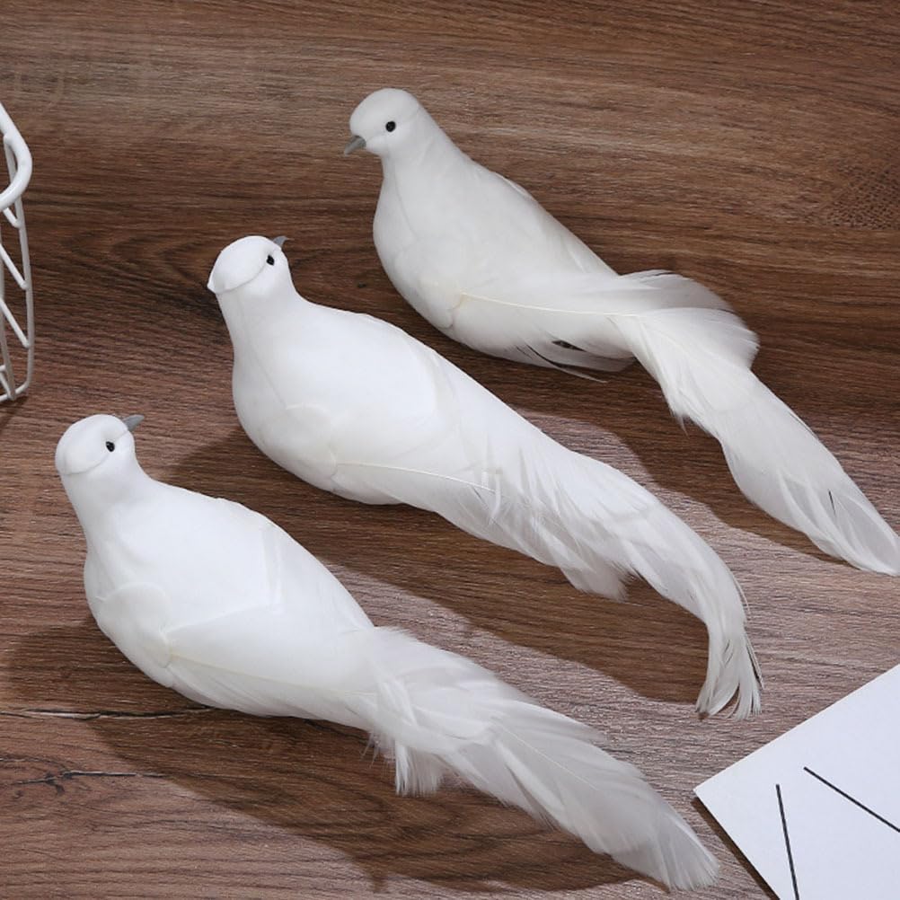 PRETYZOOM 2pcs White Christmas Birds Artificial Peace Dove Ornament Christmas Bird Ornaments with Clips Christmas Tree Bird Ornament Decorations