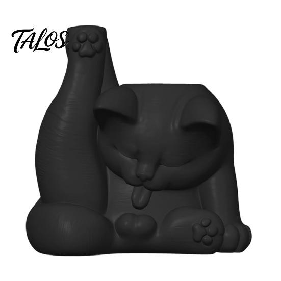 Talos Cat Pen Holder, Cute Resin Desk Organizer, Funny Figurine, Decorative Storage Statue for Office Supplies, Creative Desktop Home Decor