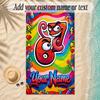 Rainbow Theme Soft Beach Towel Personalized Custom Name Text Towel Portable for Beach Pool Travel