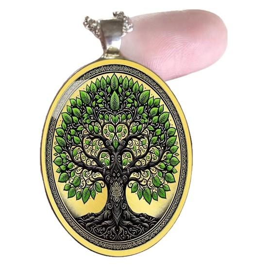 Bohemian Style Tree Glass Pendant Necklace