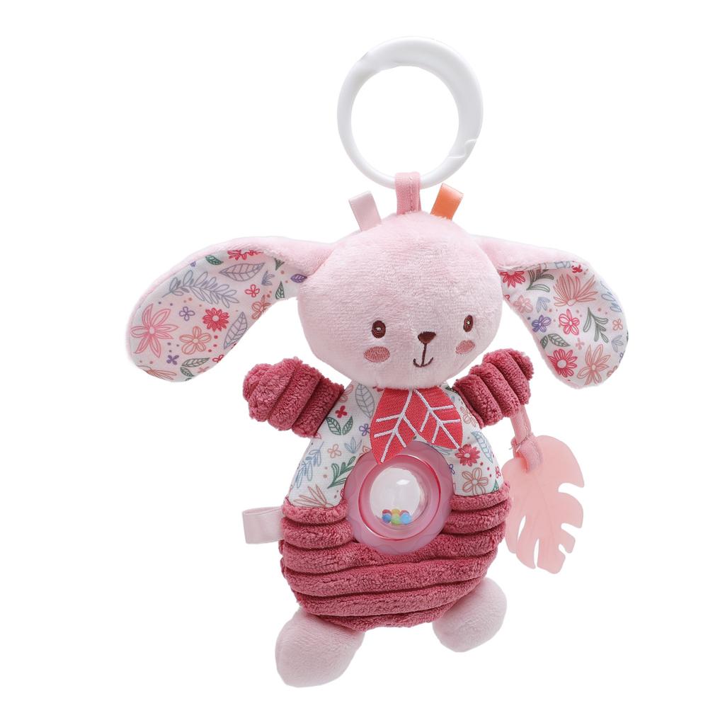 Pink Baby Plush Hanging Toy Cute Cartoon Portable Stroller Activity Toy for Baby Cribs and Cars