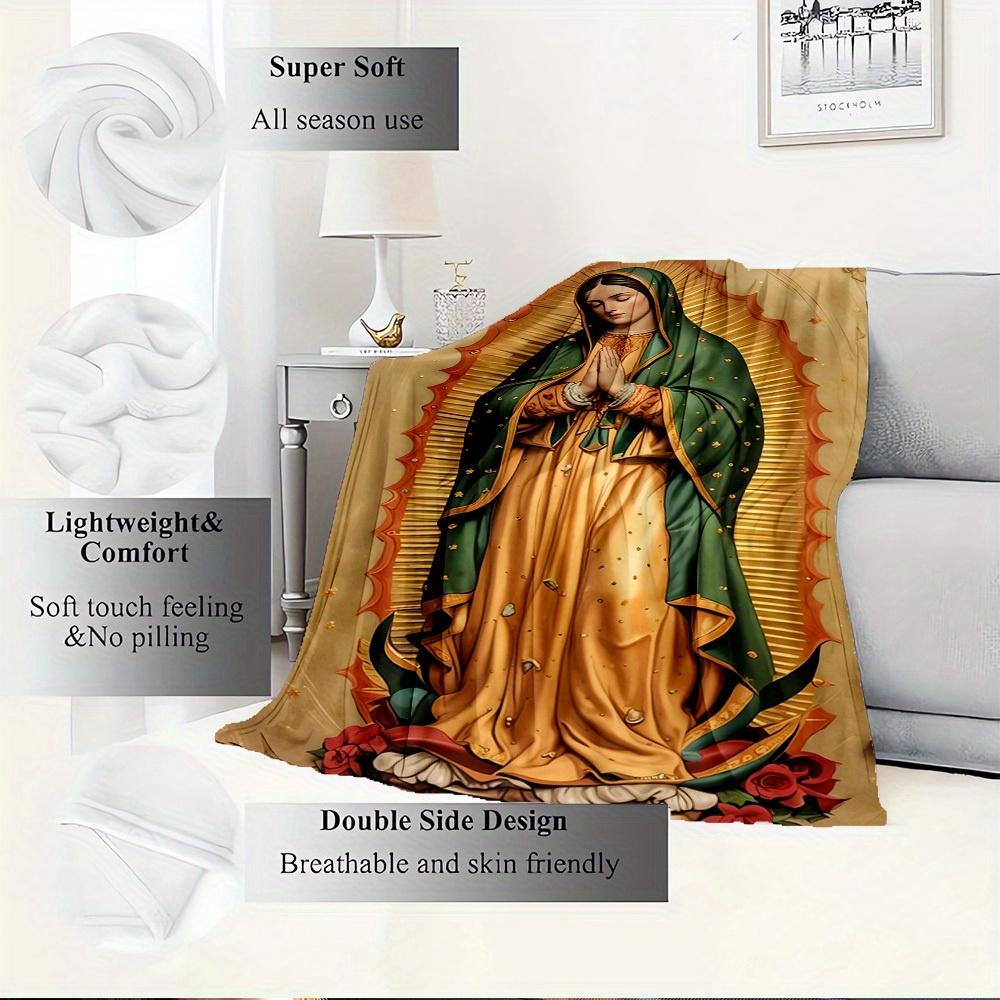 1pc Virgin Mary,Guadalupe,Devotion Flannel Blanket  Lightweight Soft for All Seasons, Ideal for Couch, Office, Bed, Travel, Camping  Throw78