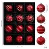 Set of 12 Shatterproof Christmas Tree Ornaments with Glitter Detailing Assorted Decorative Holiday Baubles for Home