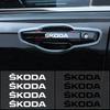 4Pcs Car Door Handle Stickers Tire Rear View Mirror Decals For Skoda Octavia Superb Rapid Kodiaq Karoq Fabia Kamiq Roomster Citigo