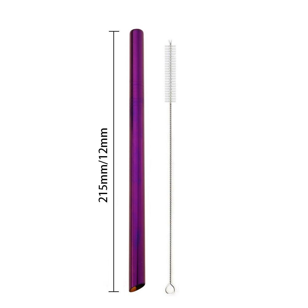 Straight Straw with Brush Tubes Reusable Metal Straw 304 Stainless Steel Drinking Straws Large 12mm Bubble Tea Milkshake Straw
