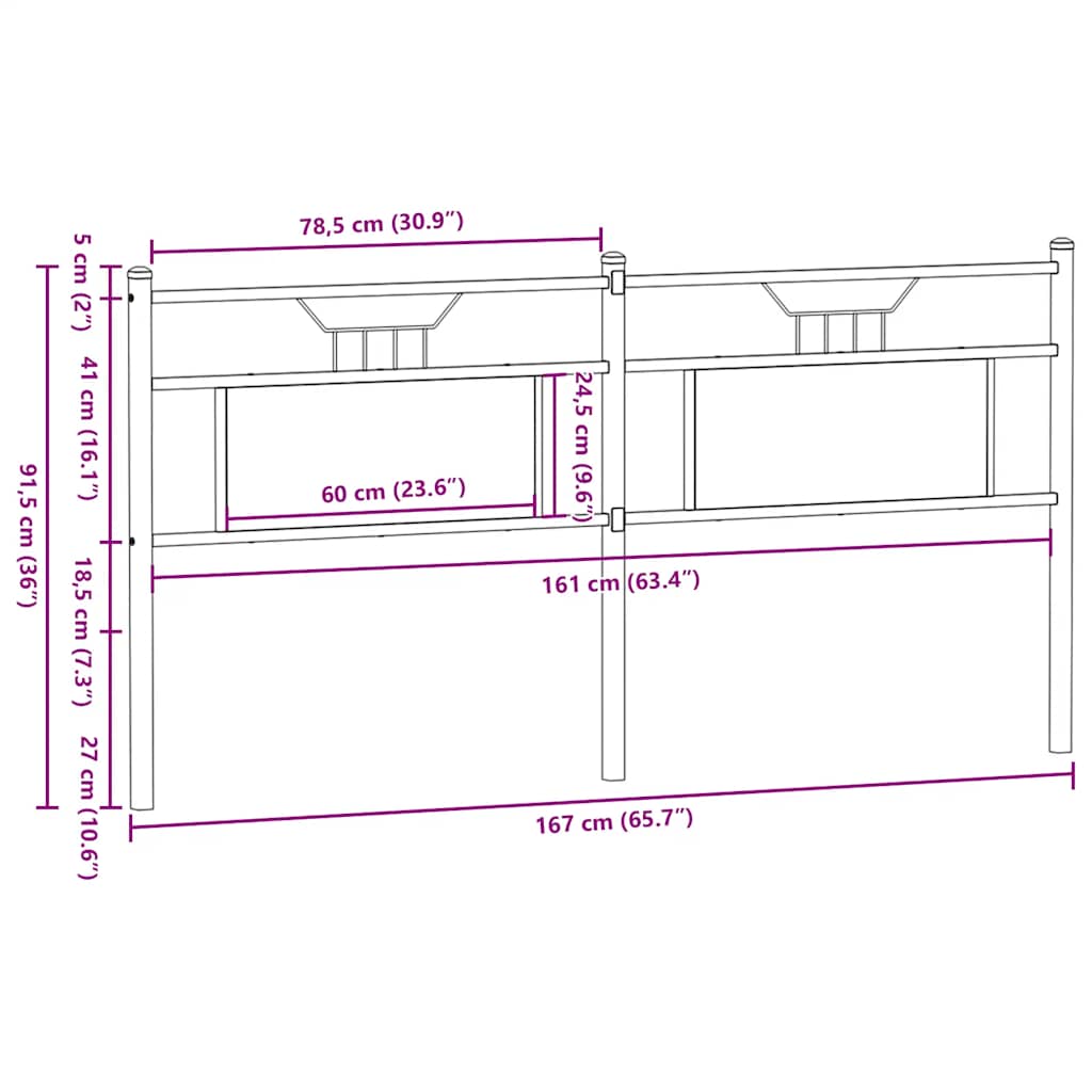 Replacement Headboard in Sonoma Oak 160 cm Particleboard and Steel