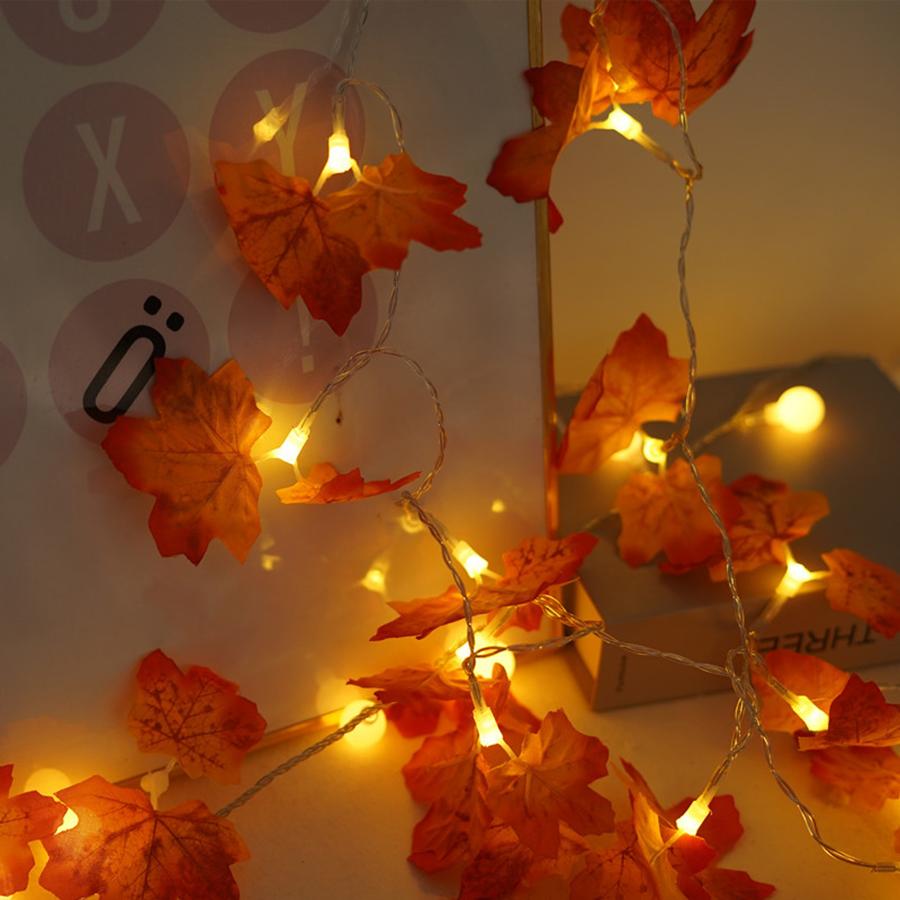 LED Light String Simulation Maple Leaf Thanksgiving Vine Atmosphere Decoration Arrangement Colorful Light String