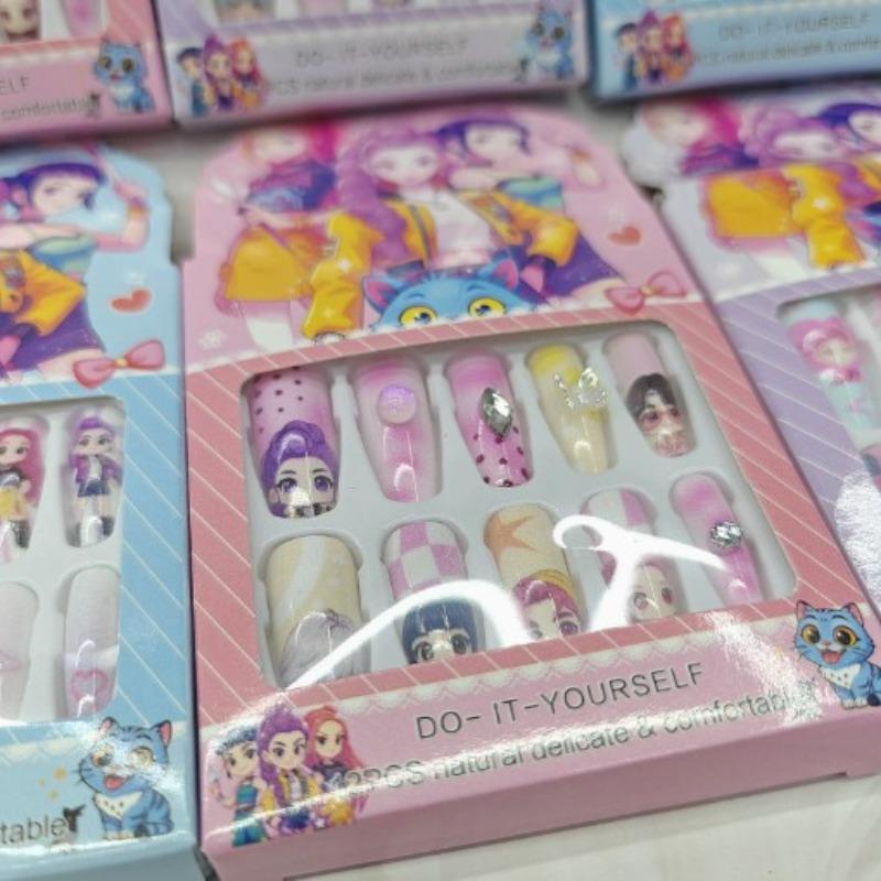 Hot Kpop Demon Hunter Girl Group Boutique Children's Girls Exquisite Wearable Nail Stickers Toy Gifts