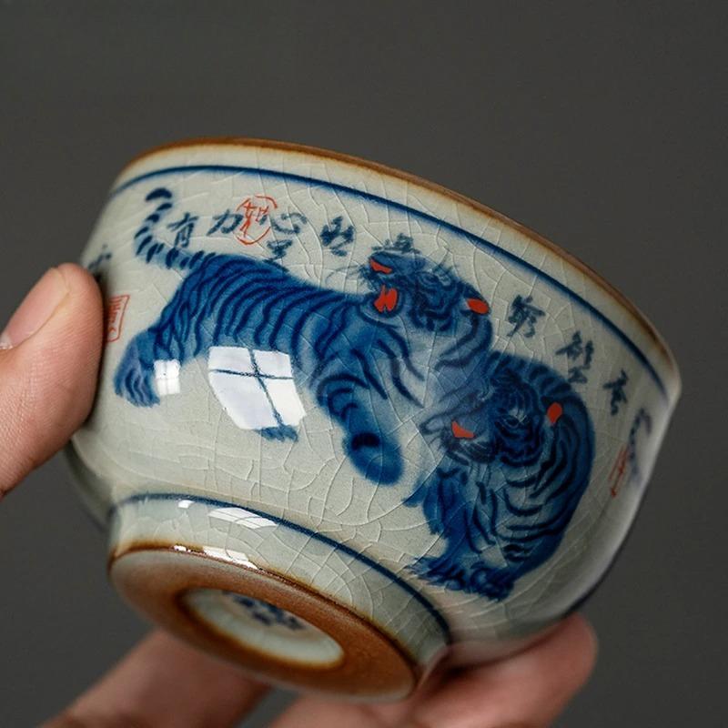 Antique Ceramic Opening Chinese Tiger Cup Pottery Beautiful Jingdezheng Cups Tea Cup Set Teaware Mugs For Tea Ceremony