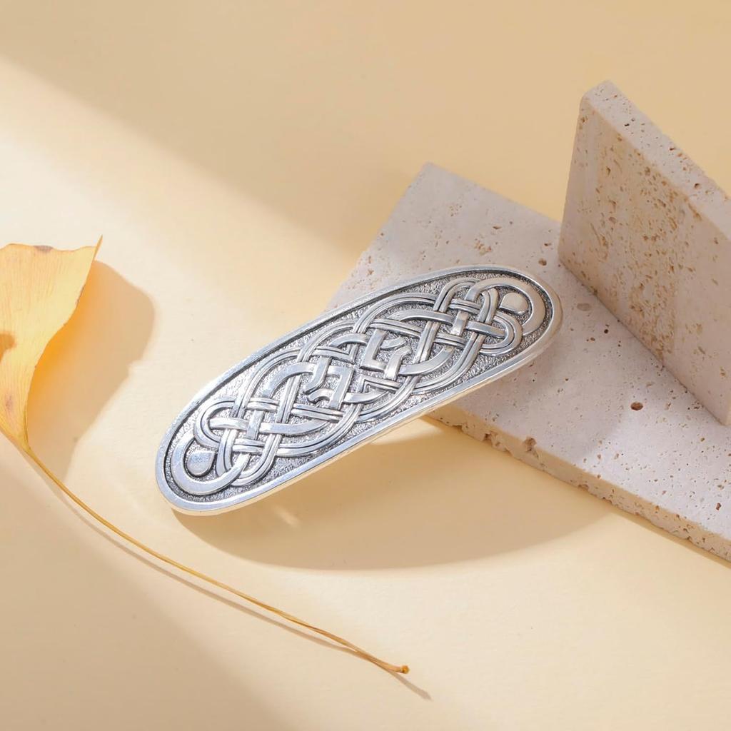 Amaxer Viking Gold Silver Barrettes for Women Girls Celtic Hair Clips for Thick Thin Hair Vintage French Hair Clips Hair Styling Accessories