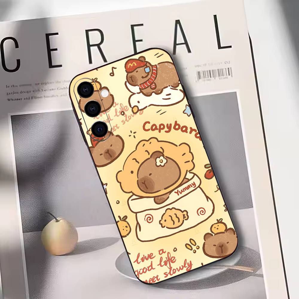 Capybara Cute Cartoon Phone Case For Samsung Galaxy A73,A72,A71,A70,A53,A52,A51,Others Soft Black Cover
