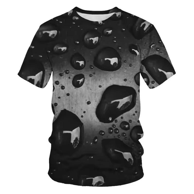 

Футболки с 3D-принтом «Кубики льда Капля воды» для мужчин, футболки с круглым вырезом, уличная одежда, мода Харадзюку, оверсайз футболка, топы, одежда 6XL