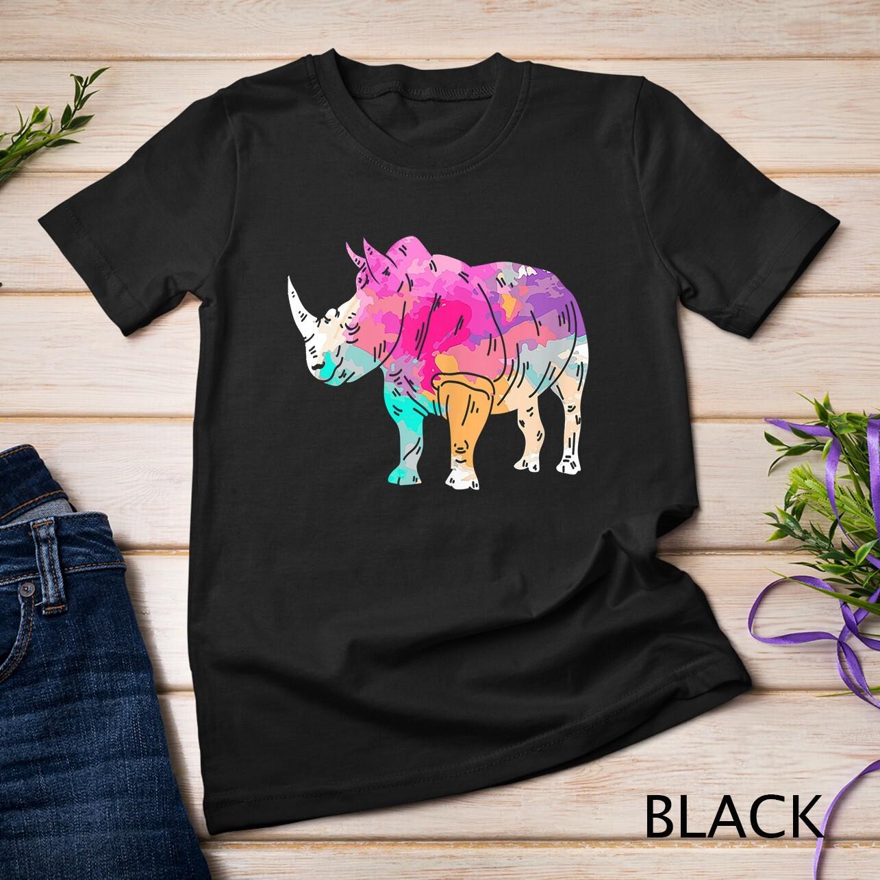 Rhinoceros Art Cute Artistic Rhino Zoo Safari Animal Gift Unisex T-Shirt Mens Womens Tees Top 3XL