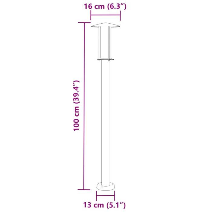VidaXL Lampadaire d'extérieur argenté 100 cm acier inoxydable, éclairage au sol d'extérieur, éclairage au sol de jardin, 4006351