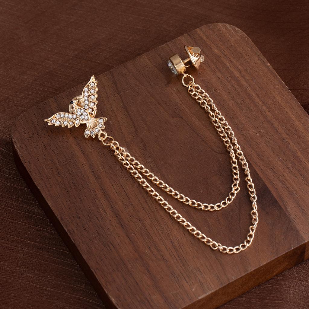 Fashion Eagle Brooch With Diamonds Vintage Wing Design Animal Suit Collar Pin Chain Pin Dress Corsage Accessories