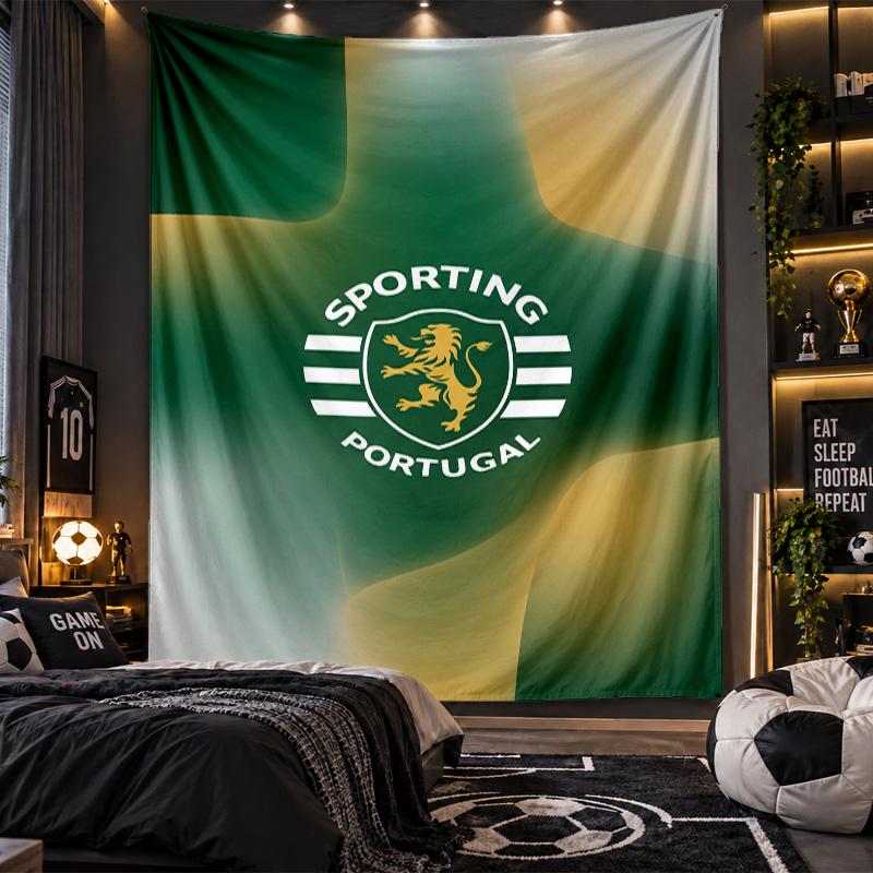 Arazzo da Appendere a Parete Stampa Sporting CP FC Tessuto per Soggiorno Camera da Letto Decorazione Casa