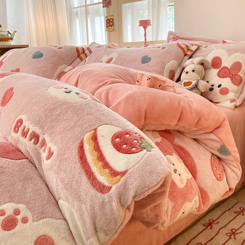 White Plant Flower Milk Velvet Duvet Cover Green Reversible Soft Skin-friendly Comforter Cover Adult Kid Bedroom Winter Bedding