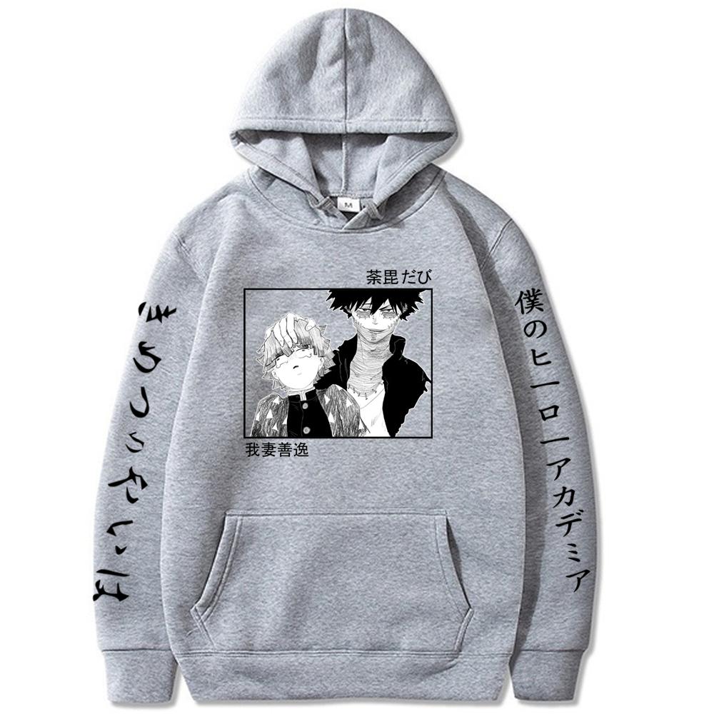 Japan Funny Anime My Hero Academia Dabi Print Hoodies Men Women Harajuku Cartoon Demon Slayer Agatsuma Zenitsu Winter Sweatshirt
