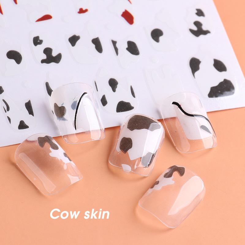 1 arkusz Ultra cienka geometria 3D nieregularna wirująca fala krowa naklejka do Manicure w stylu francuskim wzory pasków naklejka na linię paznokci