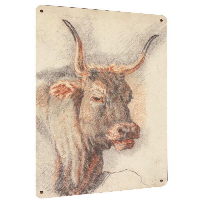 

Vintage Hand Drawn Cow Head Metal Iron Painting Home Wall Decor Living Room Study Wall Hanging Ornament 20x30cm（7.8x11.8inch）