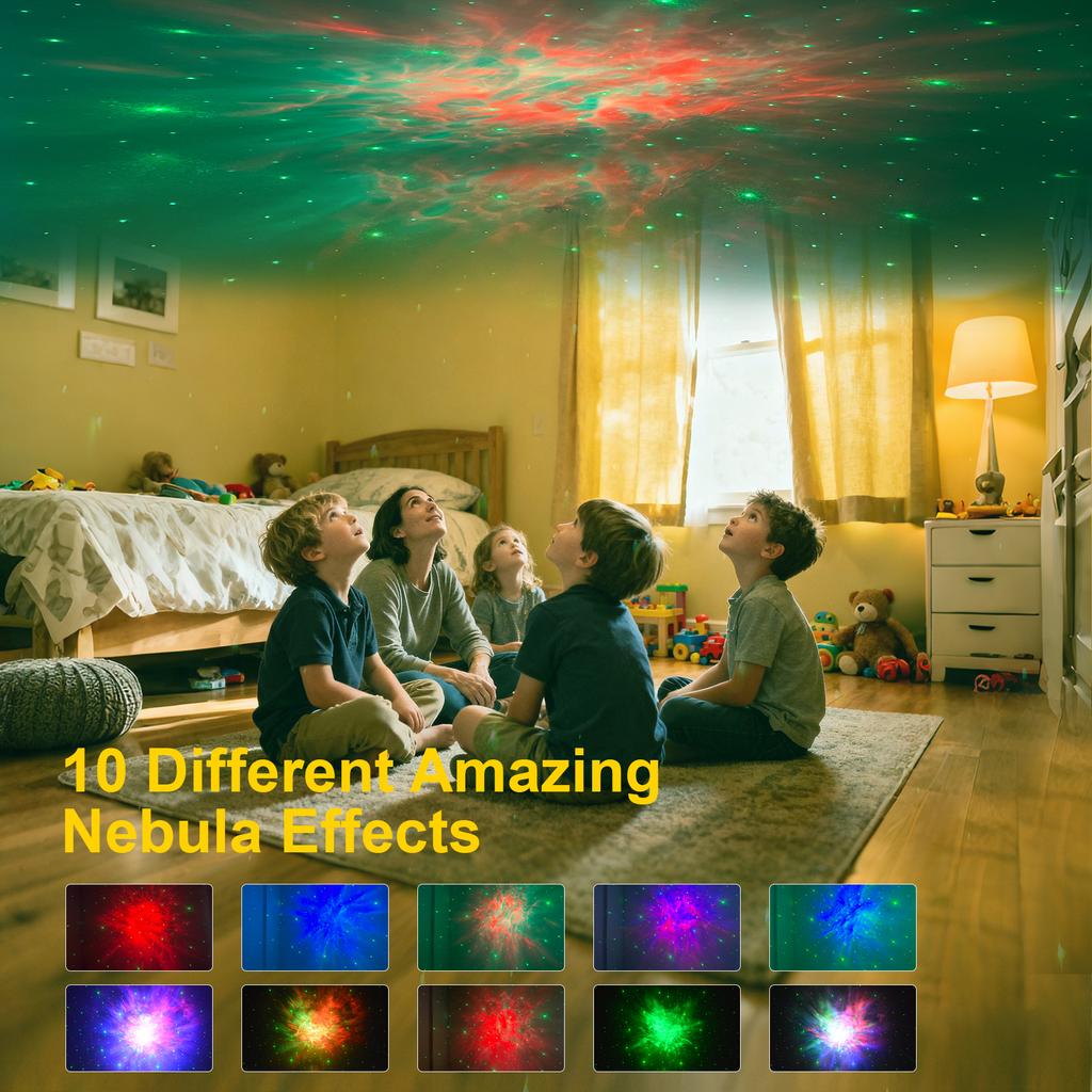 Mini Multicolor LED Plug-In Lamp Remote Kids Room Decor Space Starry Nebula Ceiling Projector for Galaxy Bedroom