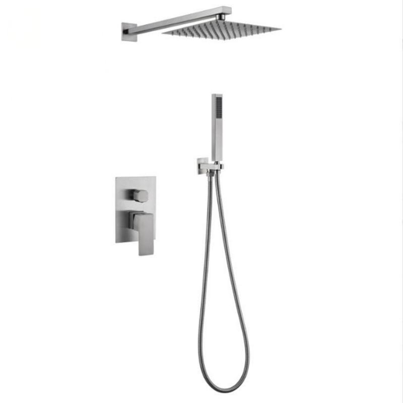 Deluxe gun gray thermostatic shower system wall-mounted design 4-function cold & hot dual-control waterfall brass bathroom Tap