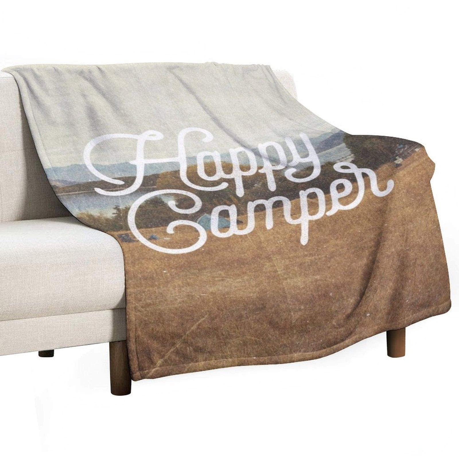 HAPPY CAMPER Throw Blanket Kid S Sofas For Decorative Sofa Flannels Blankets 30x40in