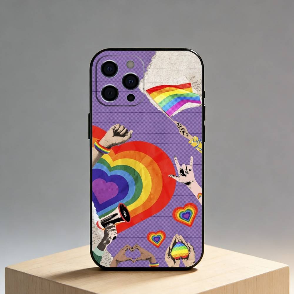 

Gay Freedom Phone Case For iPhone17,16,15,14,13,12 Plus,Max Soft Silicone Black Cover iPhone15