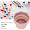 2Pcs Collapsible Paint Brush Washer, Brush Holder Cleaner Painting Water Cup Portable Silicone Washing Bucket for Watercolor Oil Painting(Pink)