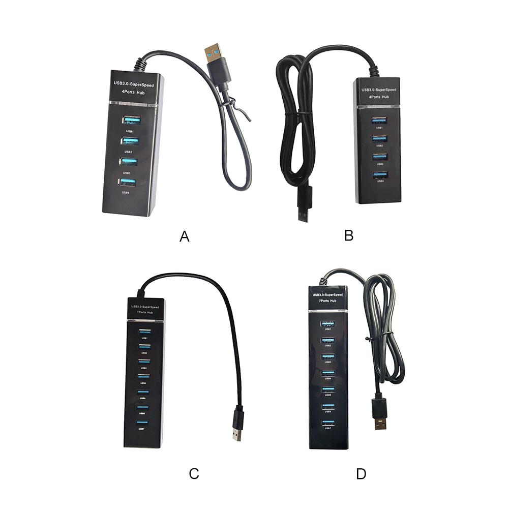 4/7 Ports USB Hub 1 USB3.0&3 USB 2.0 Ports USB Docking Station Cable 30/120cm USB Splitter Adapter for Laptop PC Computer