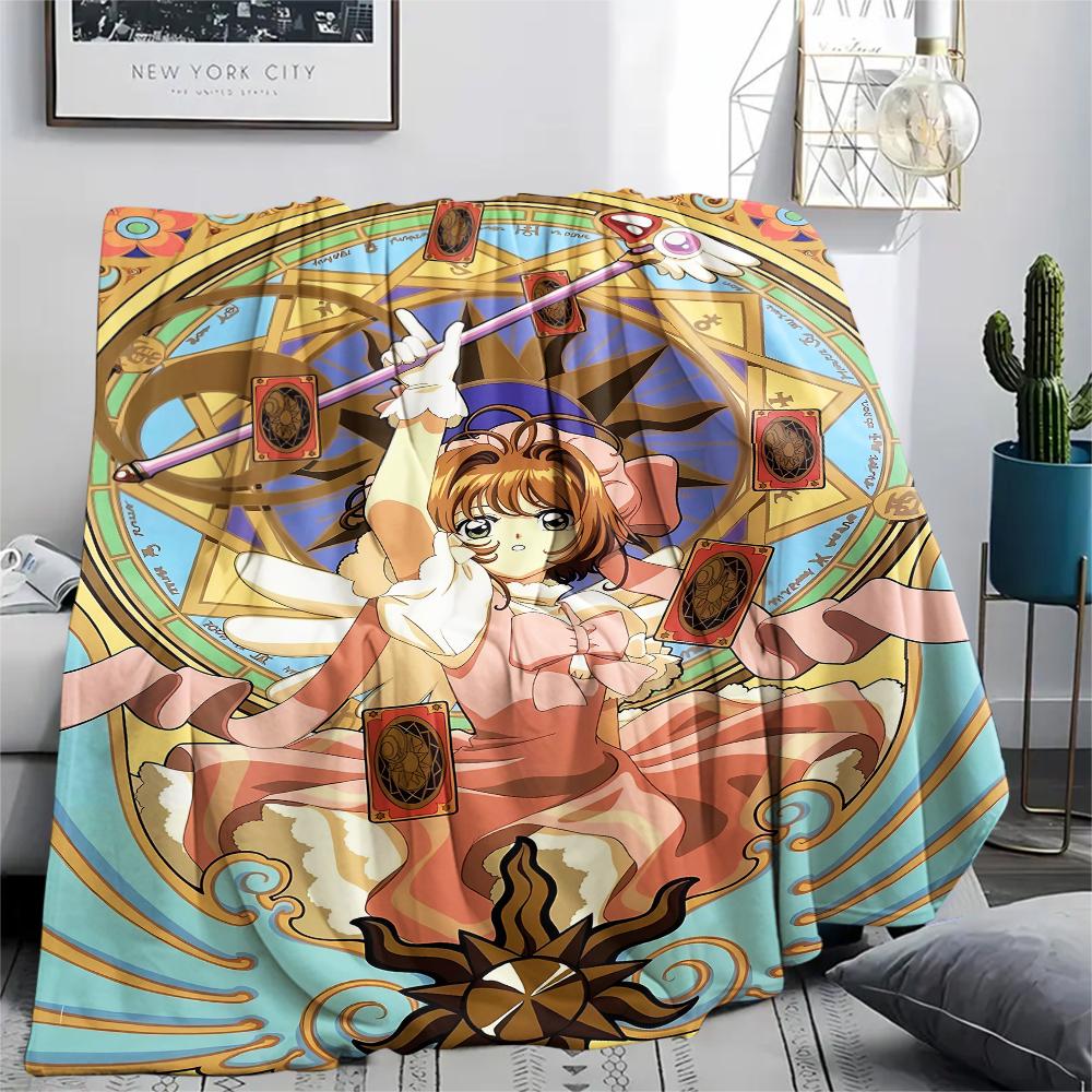 1Pc Cardcaptor Sakura Print Flannel Blanket, High Quality Comfortable for All Seasons, Home Decor, Warmth and Comfort, Perfect for Christmas Gifts