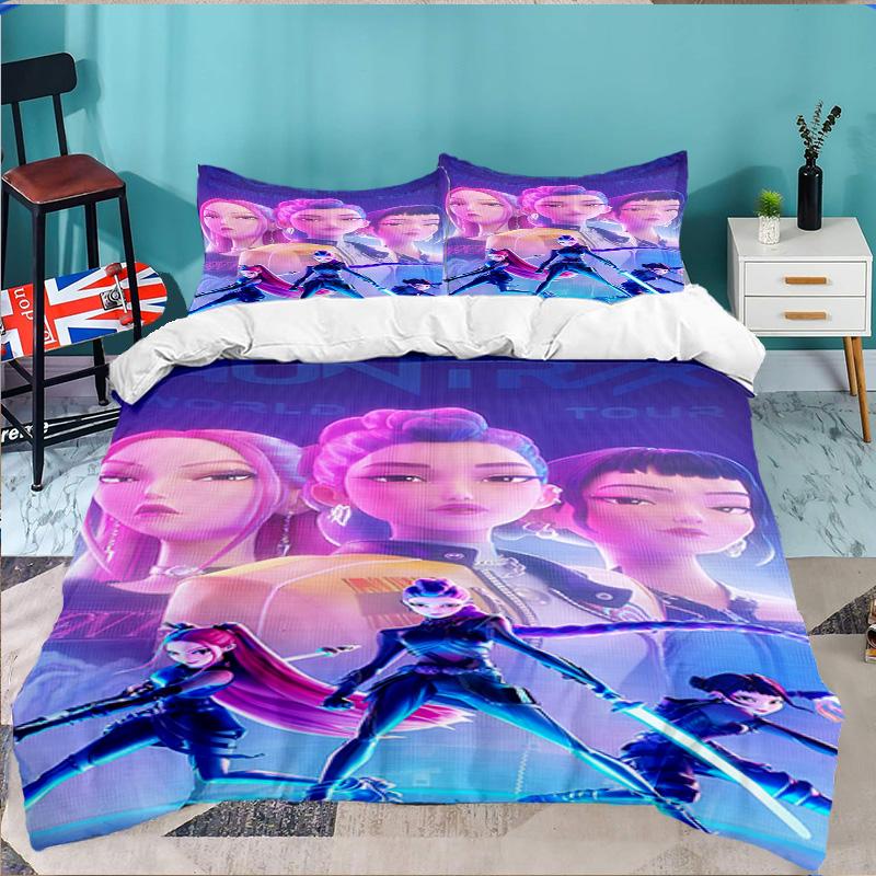 K-pop Heroes In Action 3PCS Bedding set,Ideal for 1pc Duvet Cover And 2pcs Pillowcases Perfect for Fan gift,Ideal for Bedroom, Dormitory