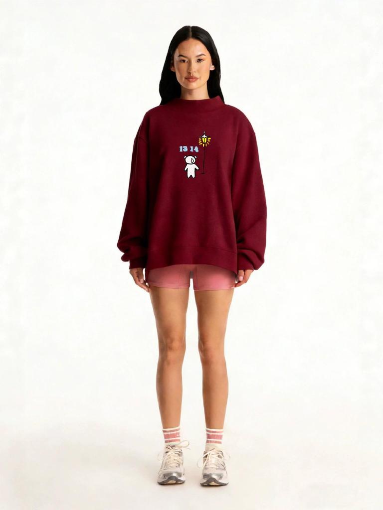 European & American Casual Women's Printed Long-Sleeve Hoodie with Medium-High Collar