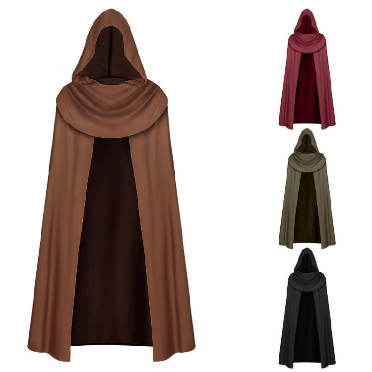 Renaissances Cloak Halloween Medieval Costume Cosplay Hooded Cape for Kids Adult Thin Cape Cloak Gifts