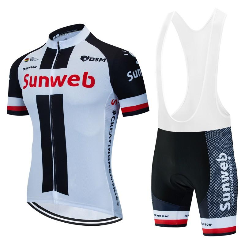 Mens Short Sleeve Cycling Jersey Set Sunweb Team Edition Mountain Road Bike Moisture Wicking
