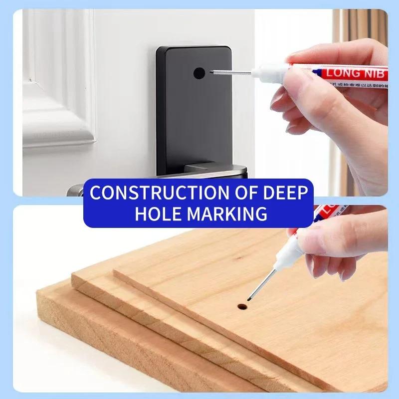 32/20mm Waterproof White Oily Deep Hole Long Nib Head Markers Pen Set for Metal Perforating Bathroom Woodworking Decoration Tool