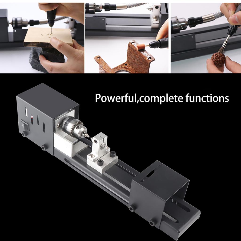Mini Lathe Beads Polisher Machine Woodworking Craft DIY Rotary Tool Universal Set US Plug