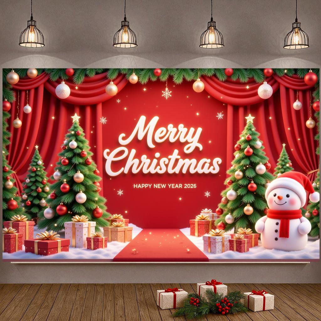 New Year Display Snowman Figure Yuletide Display Winter Holiday Background Festive Lights Happy New Year Display For Indoor New