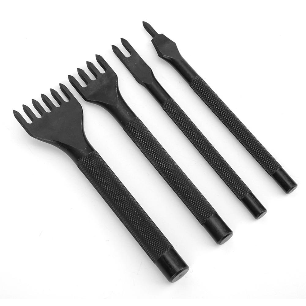 4pcs 1/2/4/6 Prong Diamond Chisel Set Steel Hole Punch Tool  For DIY Leather Crafting